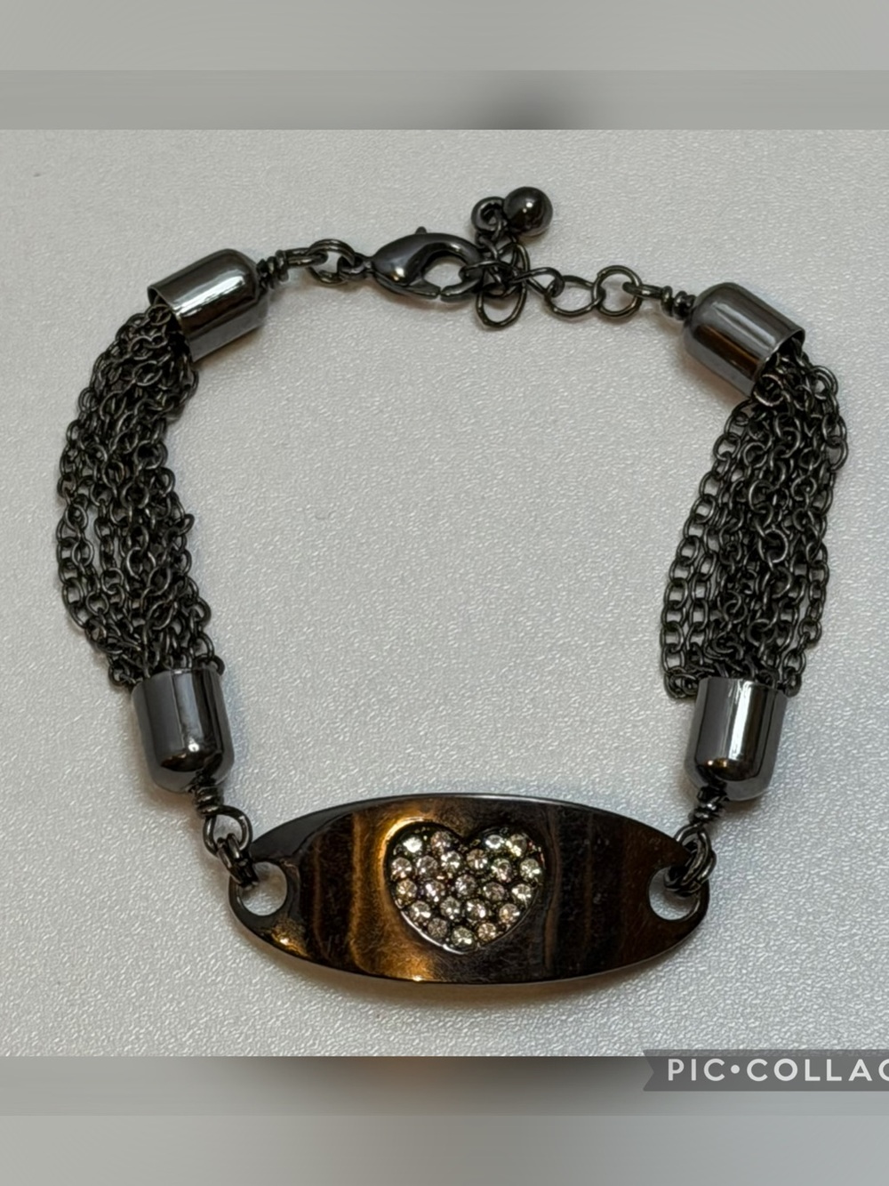Lia Sophia Crystal Heart Bracelet | Multi Chain Link Statement Bracelet